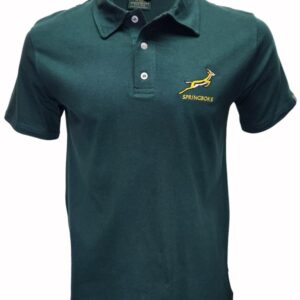Mens Springbok Golf Shirt Green Emb Logo