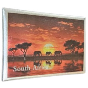 Fridge Magnet Foil Elephant Red Sky South Africa Flag