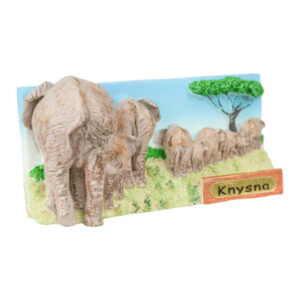 Magnet Hand Painted Elephant Herd South Africa Flag