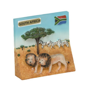 Magnet 2 Lions & Zebra South Africa Flag