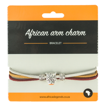 Bracelet Suede Cheetah Red South Africa Flag
