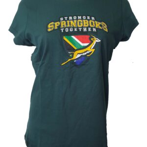 Ladies T Shirt Springboks Stronger Together Green